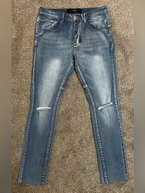 Kollar Distressed Skinny Blue Dark Wash Jeans